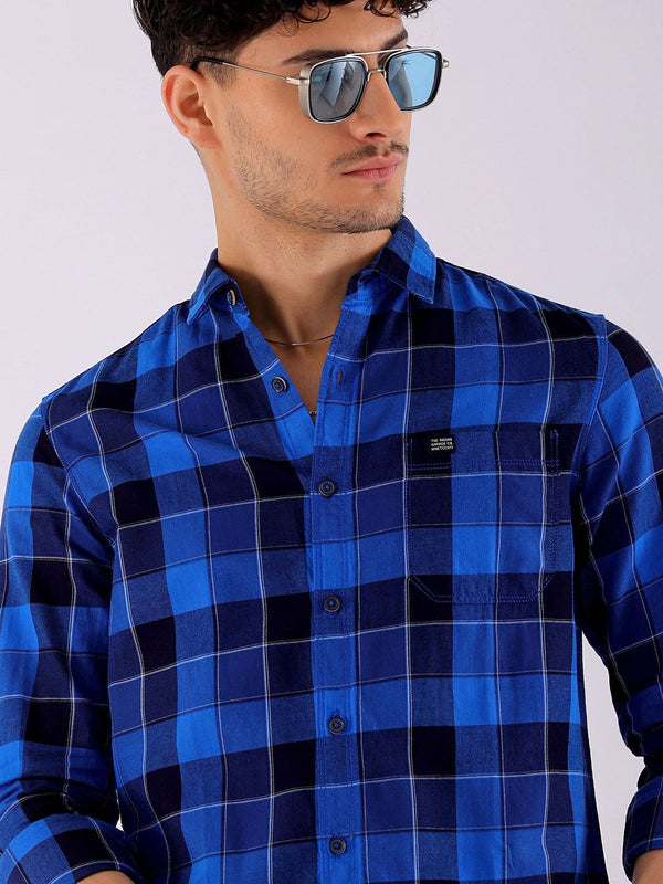 Garage Co India Lelaki Biru Slim Fit Contoh Kasual