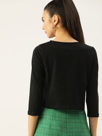 DressBerry Women Black Solid Crop Top