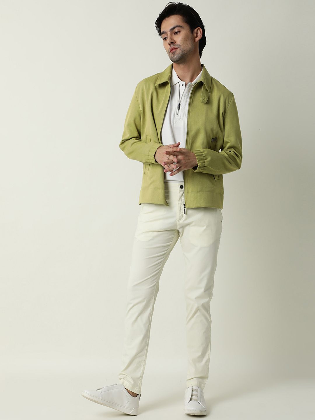 RARE RABBIT Men Popins Slim Fit Mid Rise Cotton Casual Trouser