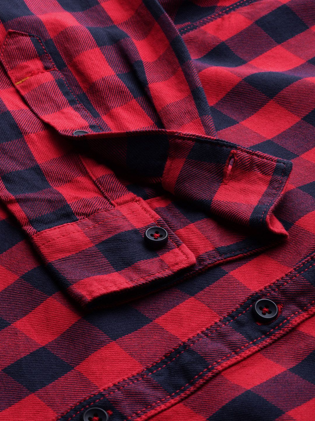 Lelaki Garage CO India Red & Blue Fit Reguler diperiksa baju kasual