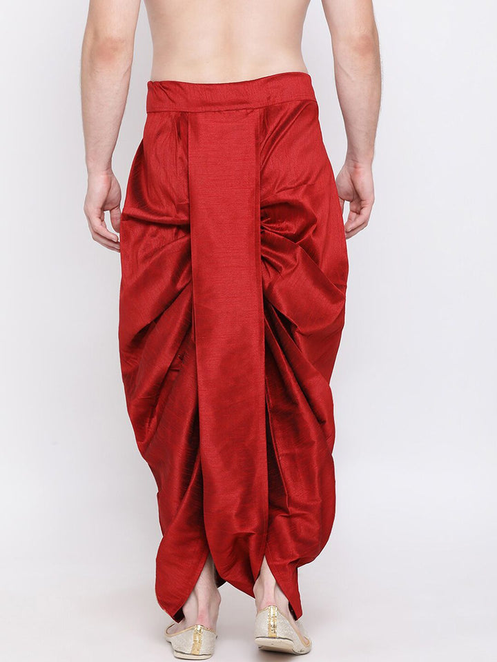VASTRAMAY Men Maroon & Gold-Toned Woven Designed Dhoti Pants