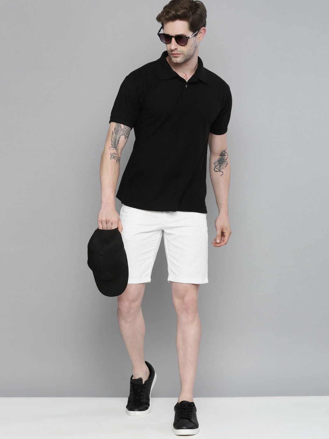 The Indian Garage Co Men White Slim Fit Chino Shorts