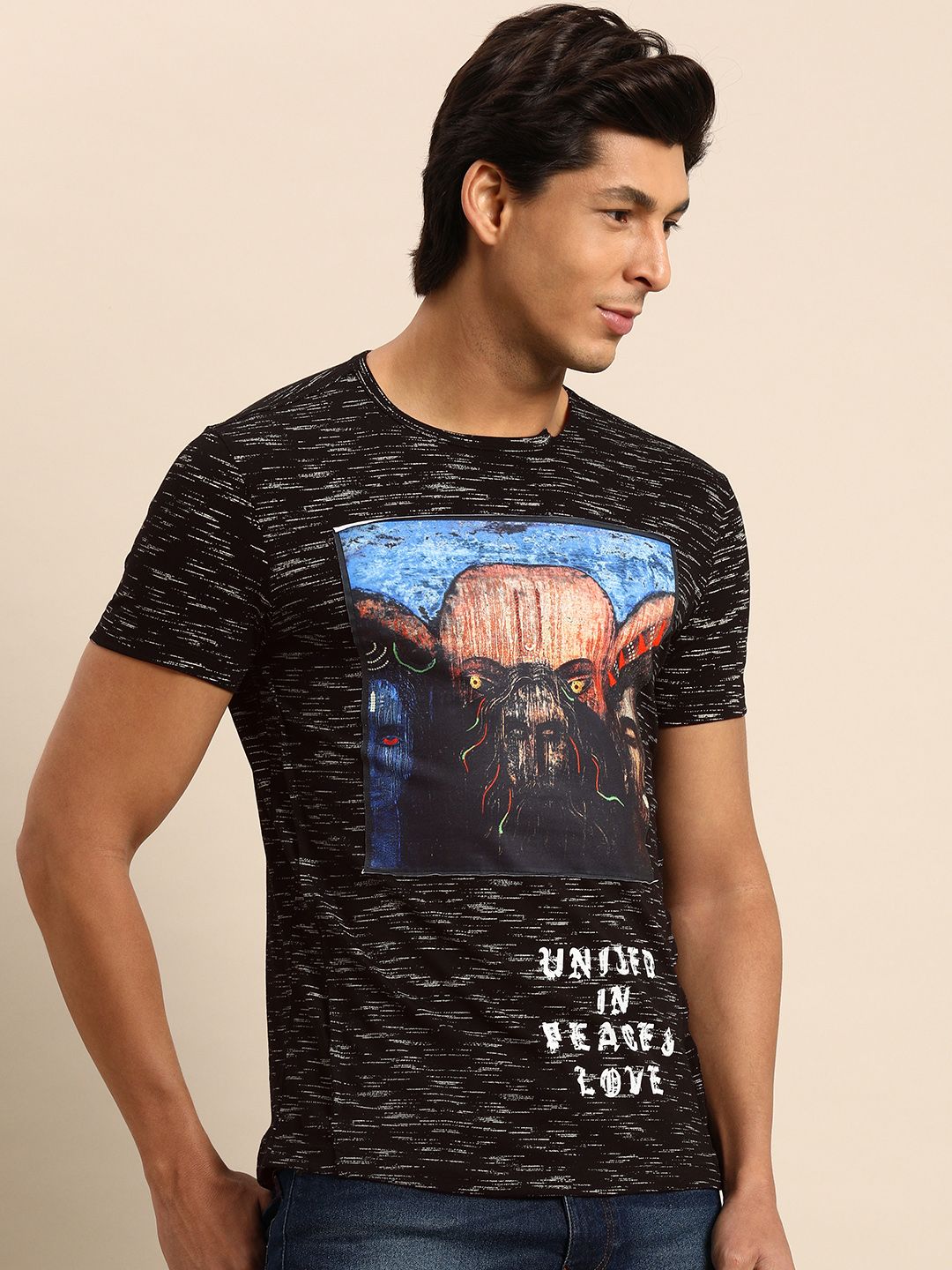 Being Human Men Black Graphic Printed T-shirt