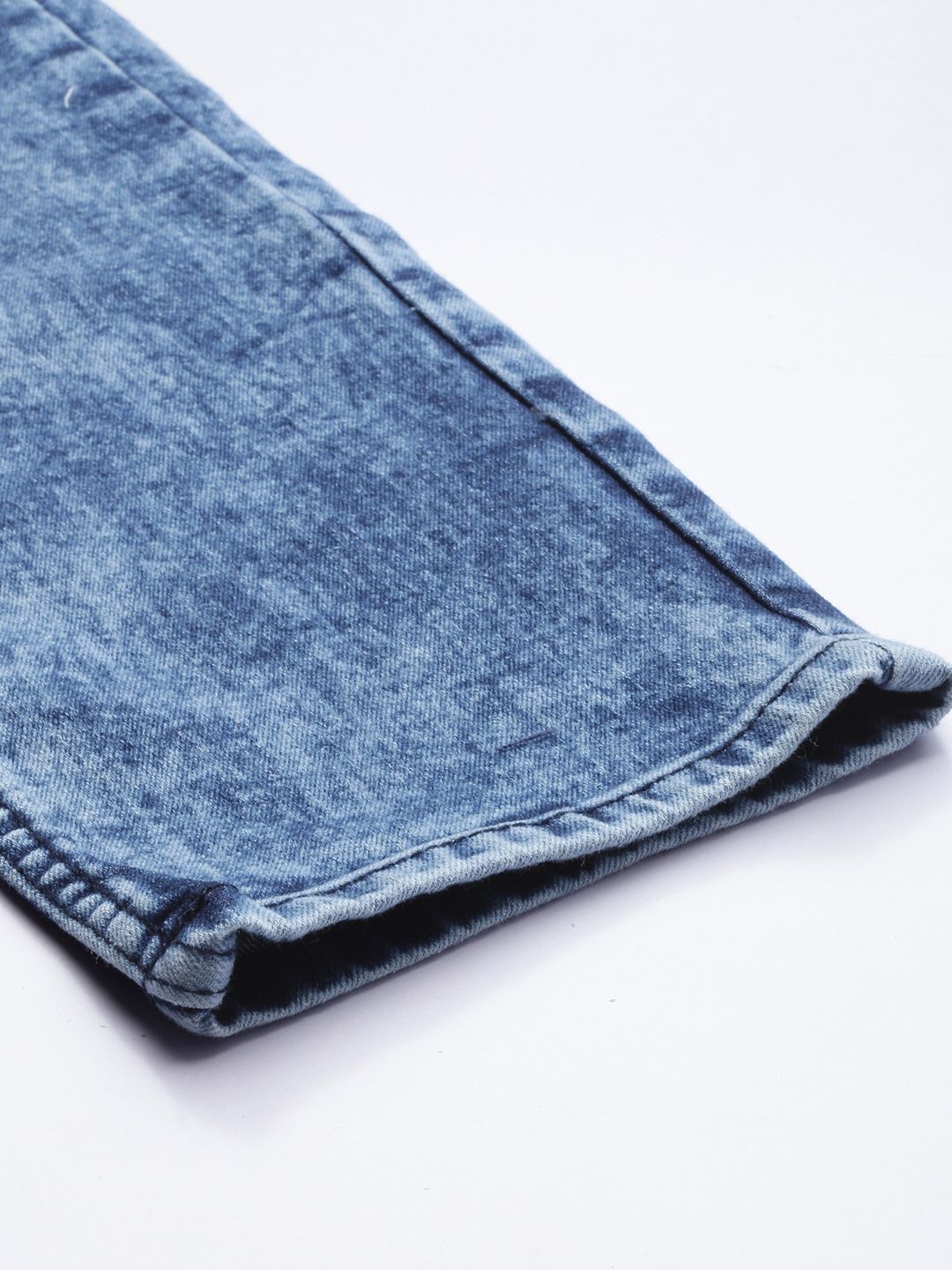 The Indian Garage Co Men Blue Slim Fit Low Distress Light Fade Acid Wash Stretchable Jeans