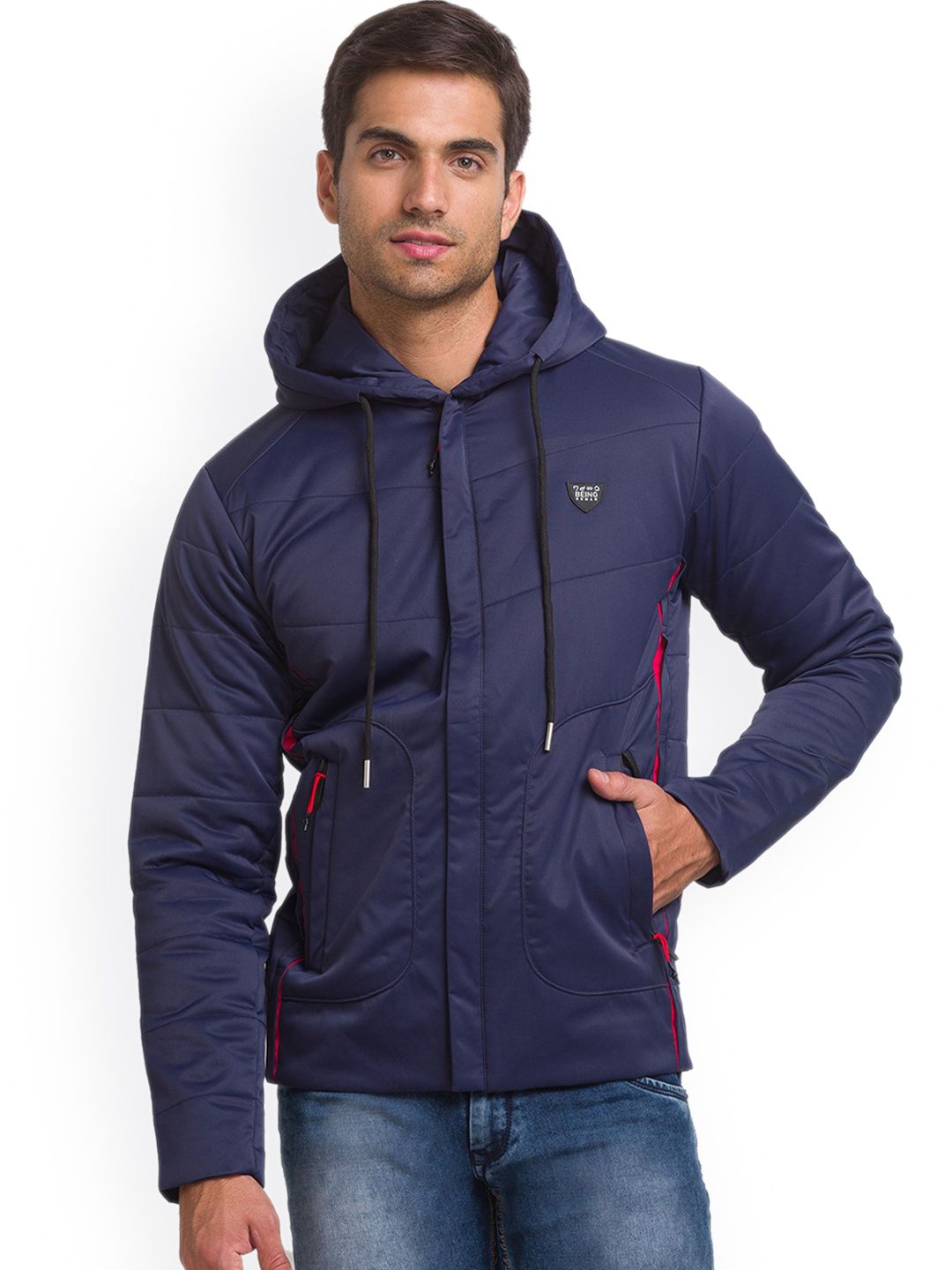Being Human Men Blue Longline Padded Jacket