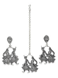 KARATCART Oxidised Silver-Plated Dulha-Dulhan Design Jewellery Set