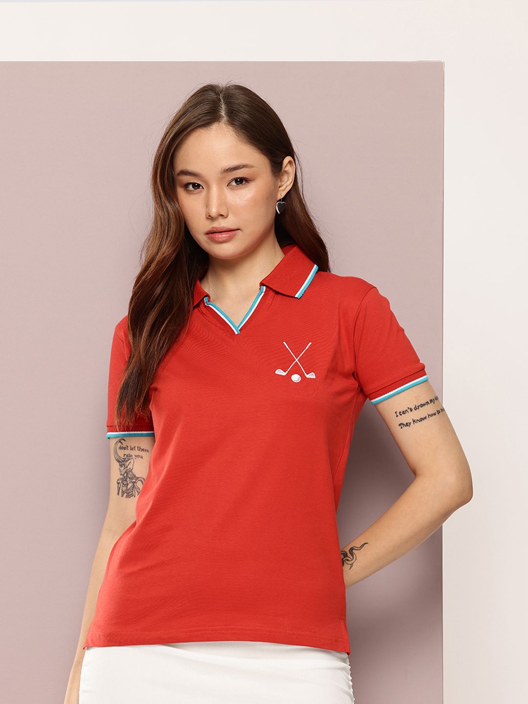 DILLINGER Women's Regular Fit Badge Embroidery Polo Tshirt