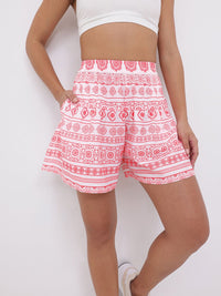 DressBerry Women Rooted In Tradition Printed High-Rise Gathers Relaxed Shorts