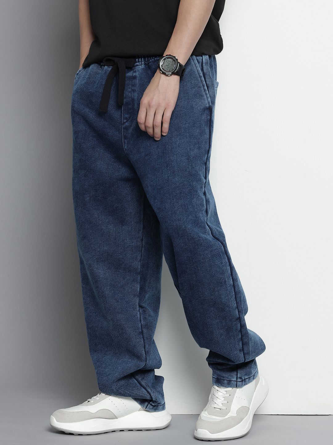 The Indian Garage Co Men Barrel Fit Stretchable Jeans