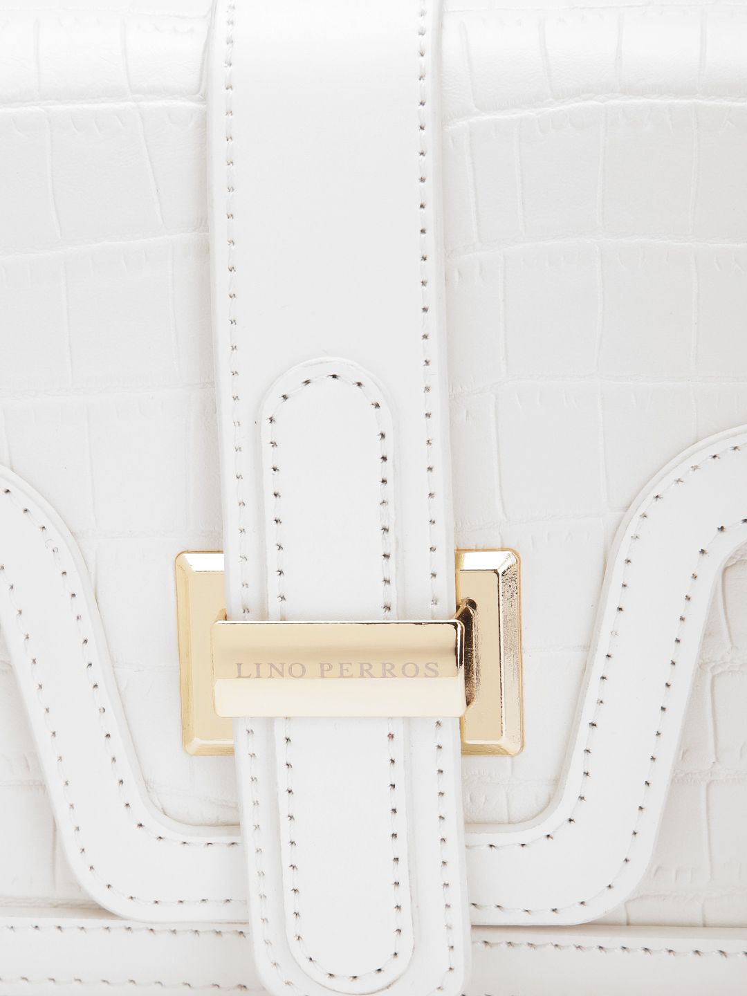 Lino Perros Croc-Textured Structured Sling Bag