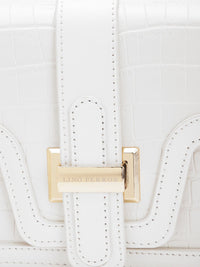 Lino Perros Croc-Textured Structured Sling Bag