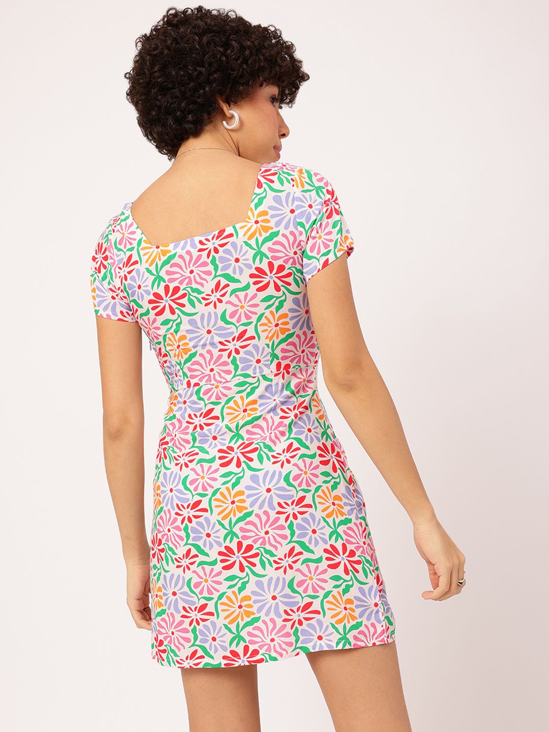 DressBerry Garden Party Tee Floral Print Sweetheart Neck Mini Sheath Dress