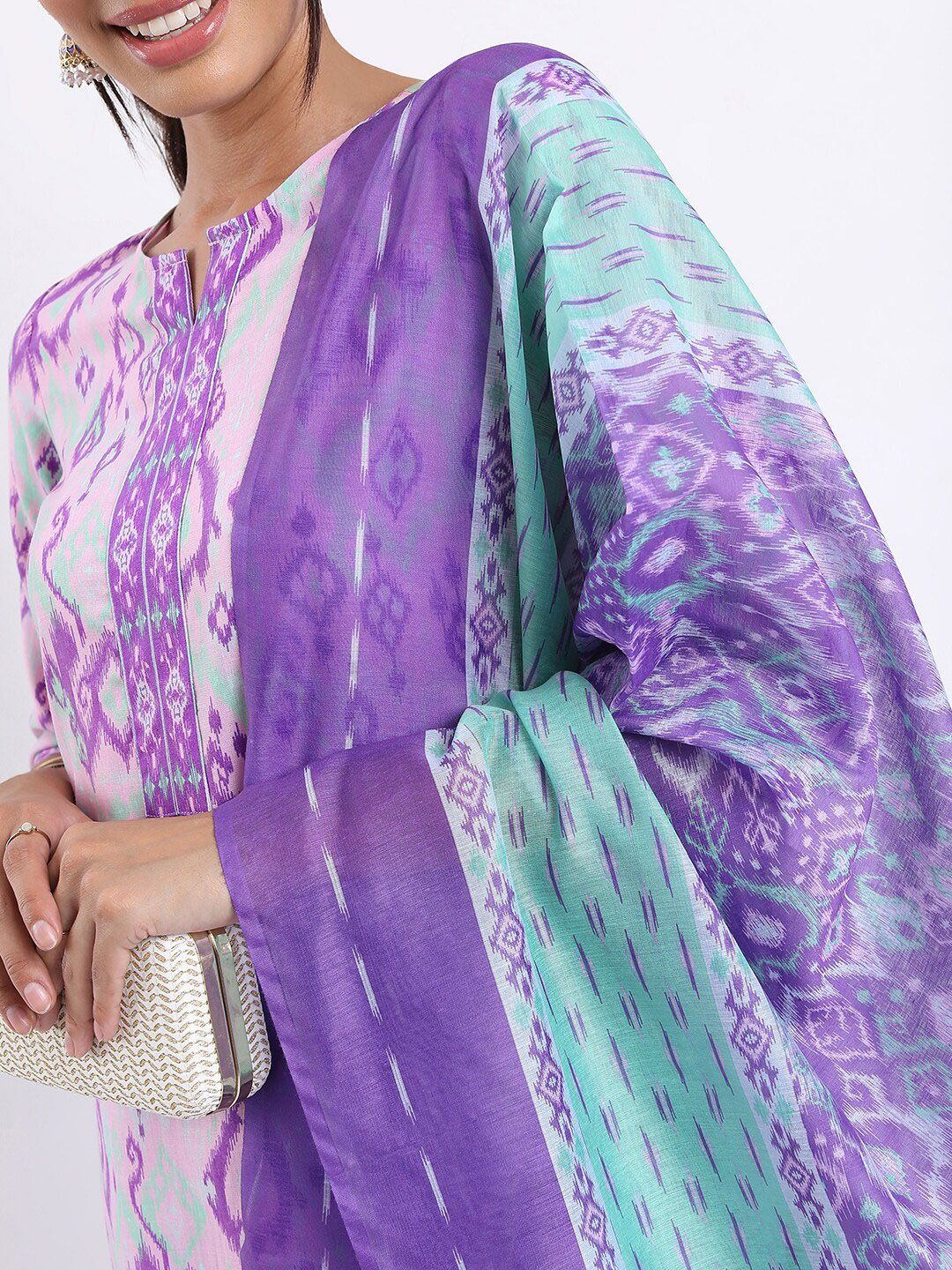 Vishudh Ethnic Motifs Printed Straight Kurta with Palazzos With Dupatta