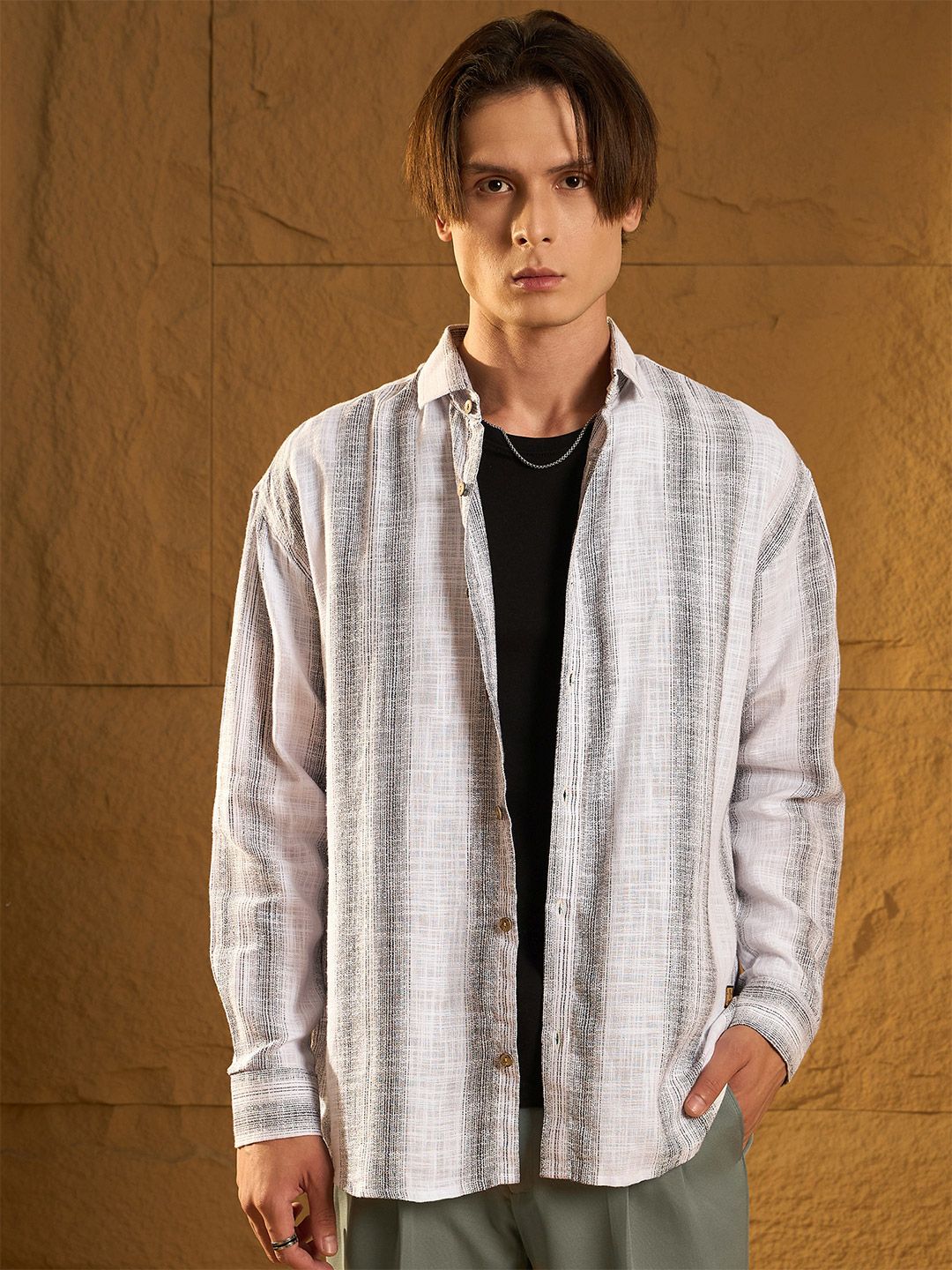 DENNISON Men Stripetastic Drop Shoulder Oversized Shirt