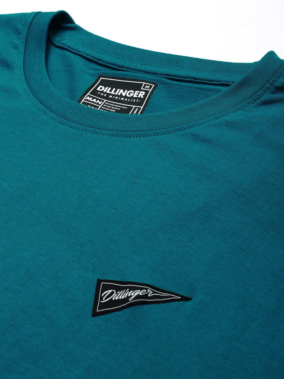 DILLINGER Men Teal Blue & Mustard Yellow Back Graphic Printed Cotton Oversized T-shirt