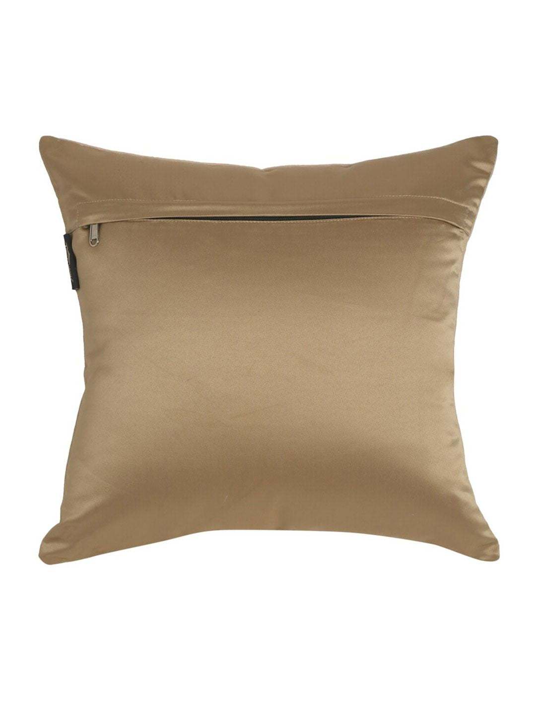 HOSTA HOMES Cream & Gold-Toned Set of 5 Geometric Velvet Square Cushion Covers