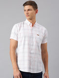 Thomas Scott Men White Slim Fit Checked Casual Shirt