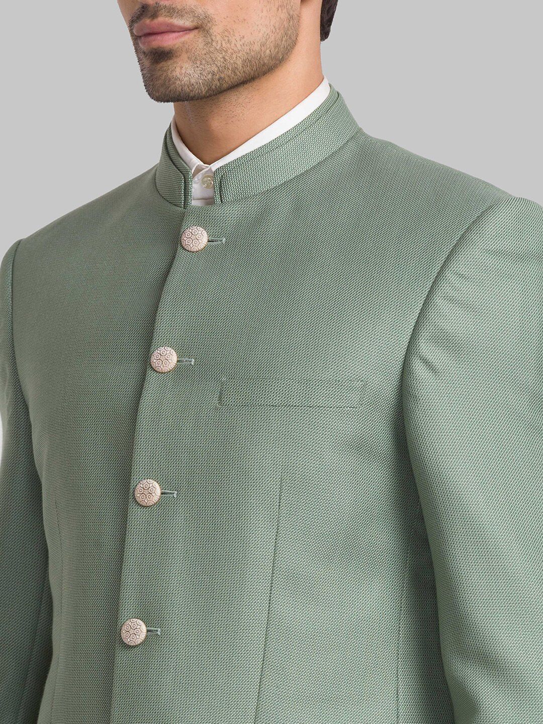 Raymond Men Woven-Designed Single-Breasted Bandhgala Blazer Two-Piece Suit