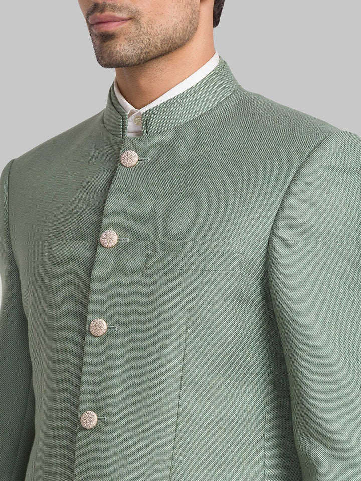 Raymond Men Woven-Designed Single-Breasted Bandhgala Blazer Two-Piece Suit