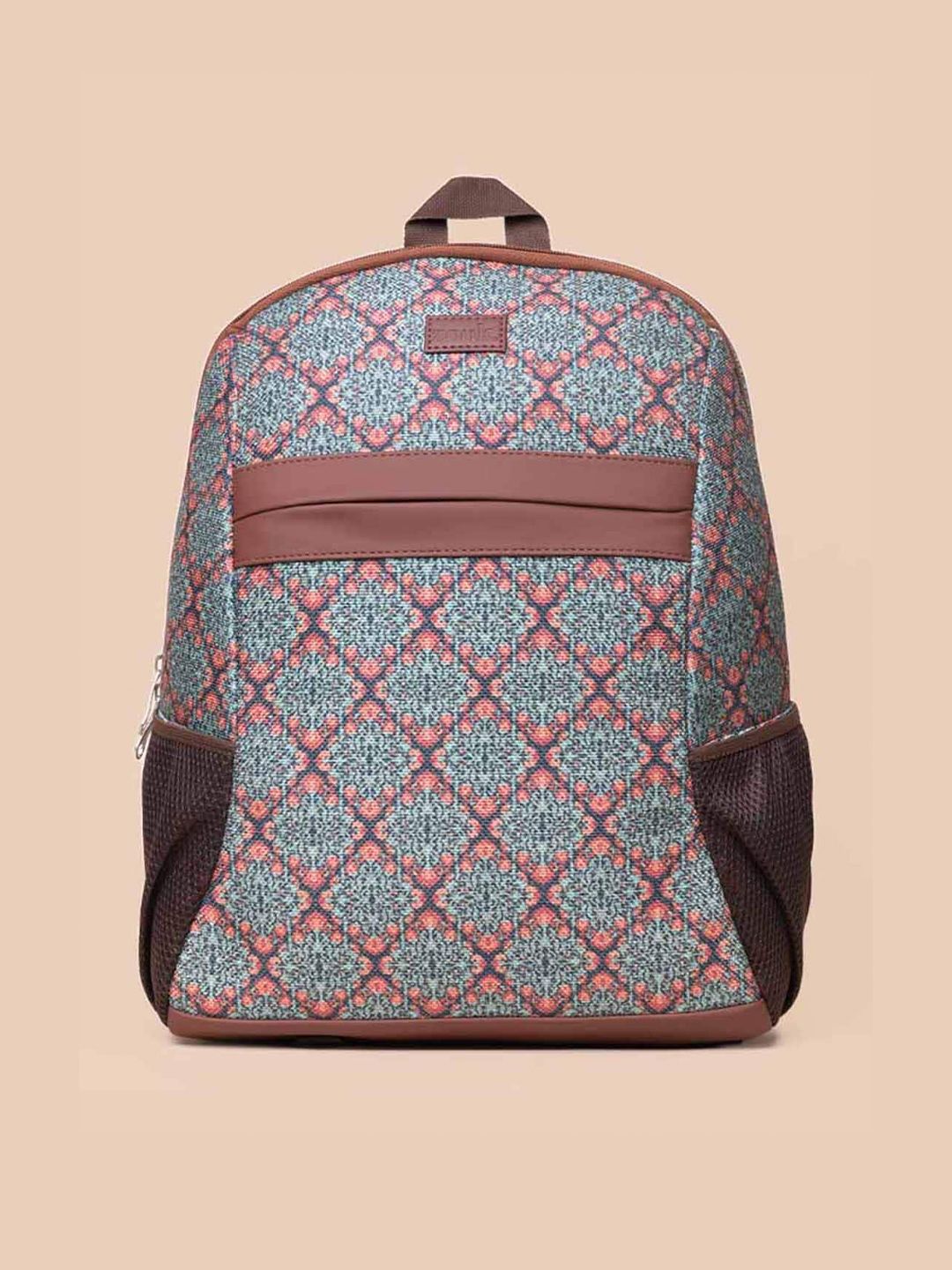 Zouk Wanita Green & Black Geometric Backpack