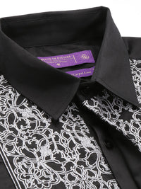 House of Pataudi Pure Cotton Ethnic Motifs Embroidered Opaque Party Shirt