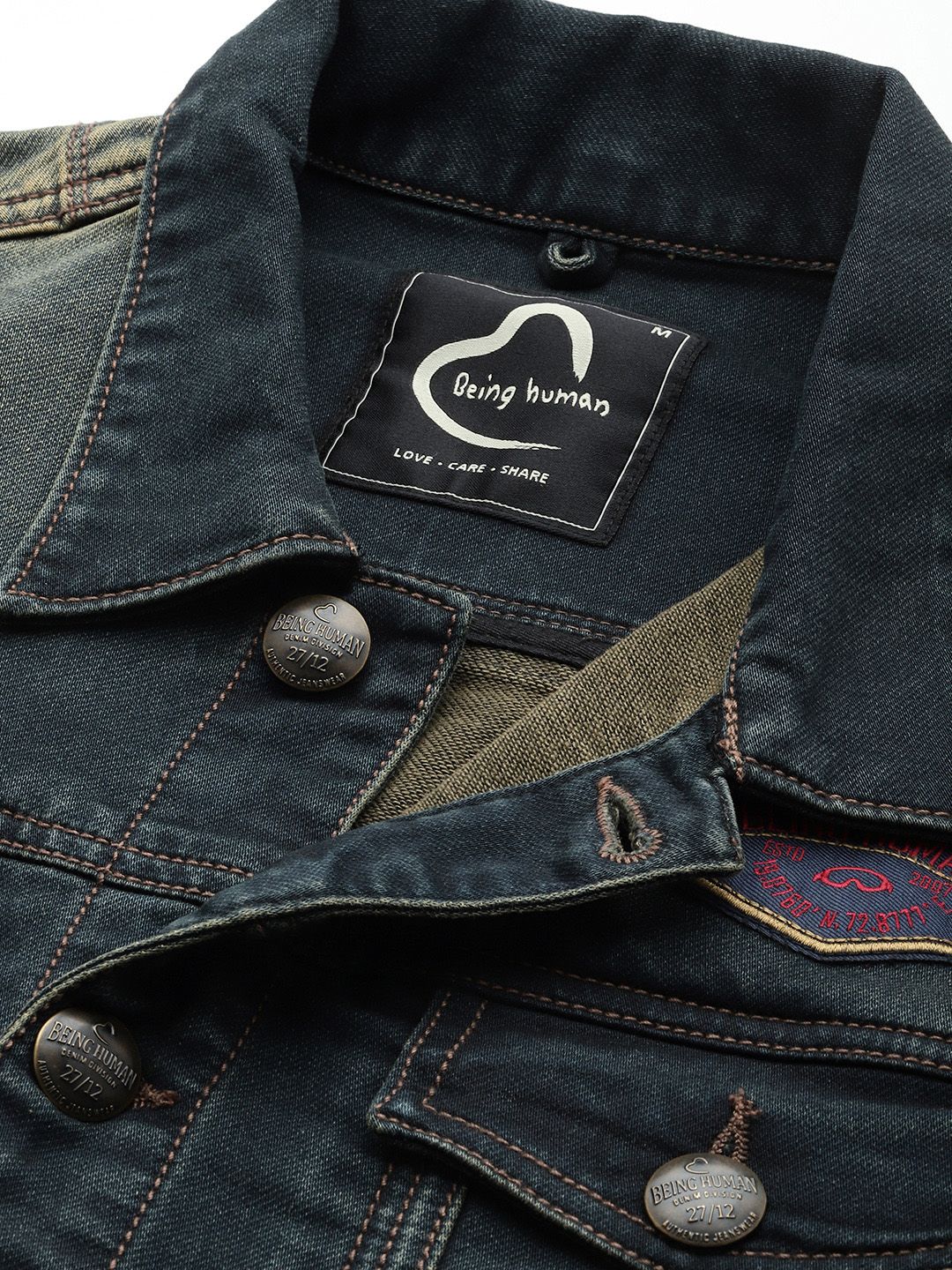 Being Human Washed Denim Jacket with Inner Pockets