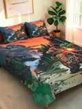 Moda Rapido X KLOTTHE Grafik Hijau & Jingga 400 TC Cadar Katil King dengan 2 Sarung Bantal