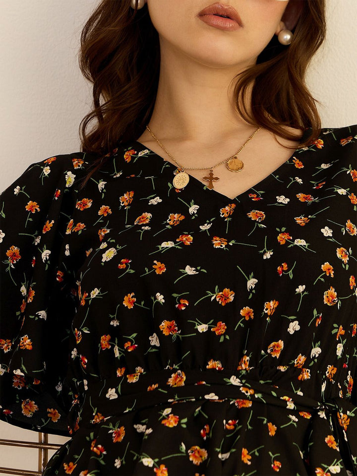 Berrylush Floral Printed V-Neck Playsuit