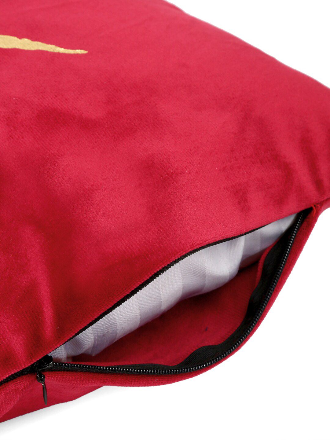 HOSTA HOMES Maroon & Gold-Toned Set of 5 Floral Velvet Square Cushion Covers