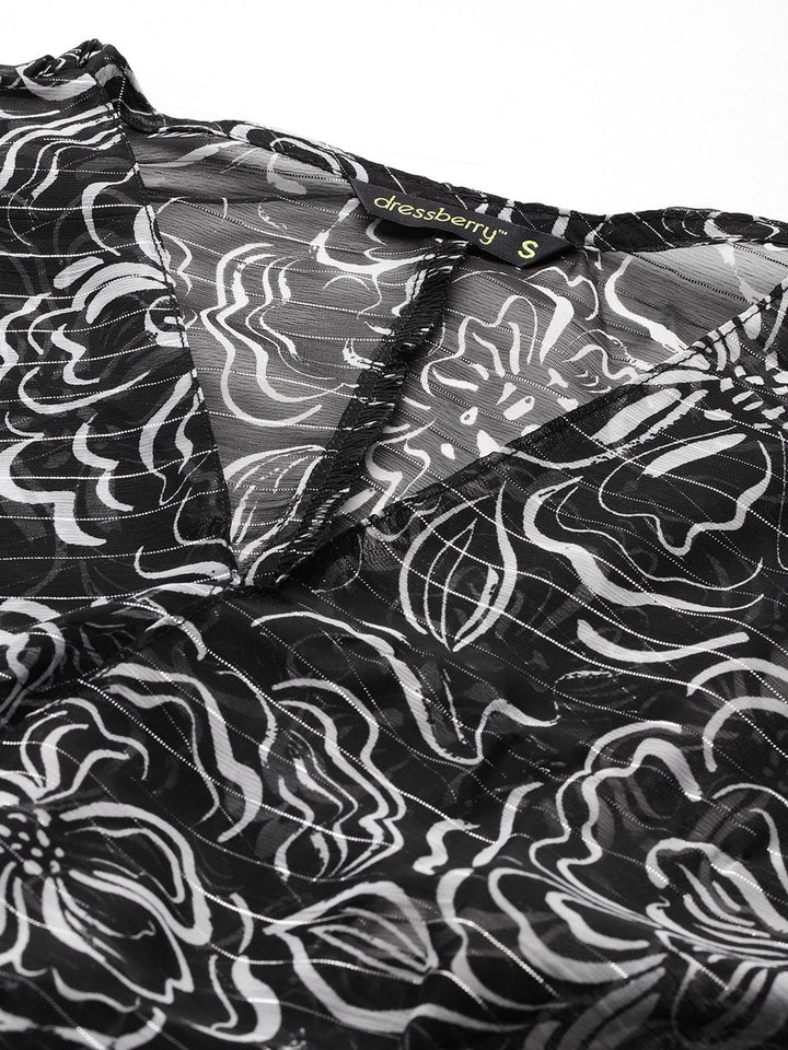 DressBerry Printed Twisted-Detail Smocked Crop Top