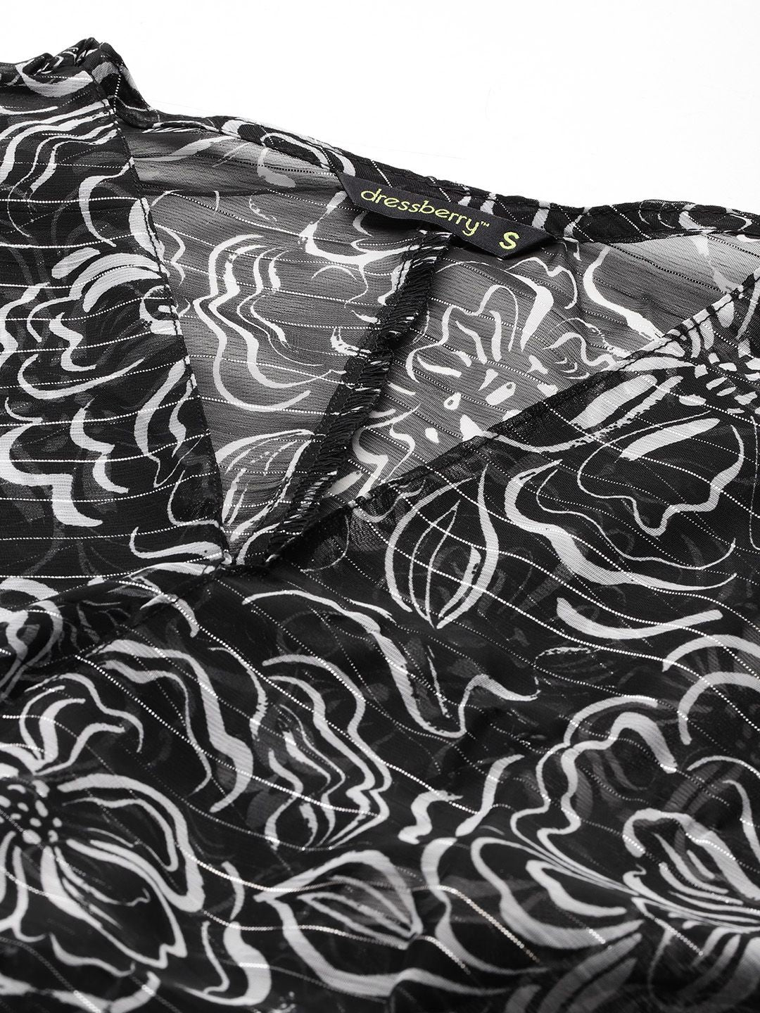 DressBerry Printed Twisted-Detail Smocked Crop Top