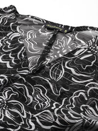 DressBerry Printed Twisted-Detail Smocked Crop Top
