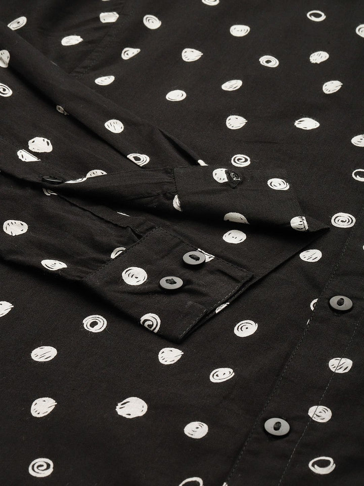 Anouk Geometric Printed Band-Collar Pure Cotton Casual Shirt