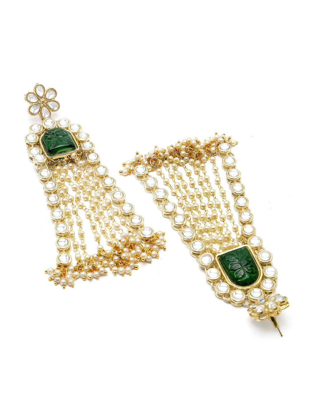 KARATCART Gold-Plated Kundan-Studded Drop Earrings