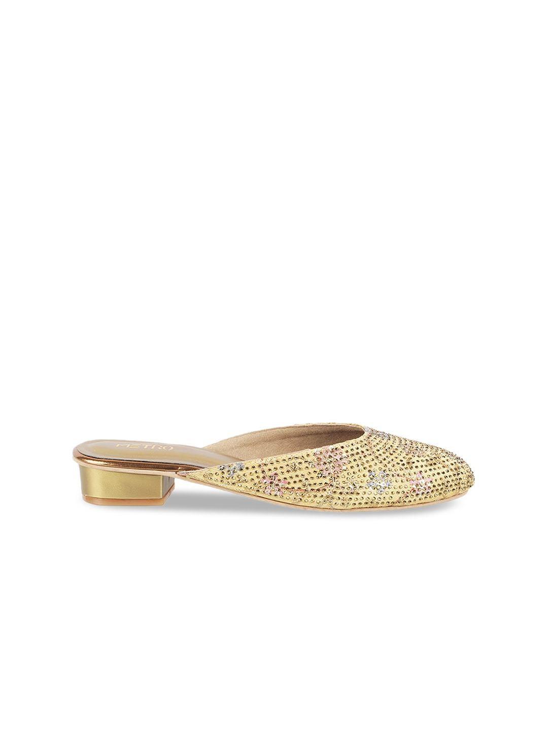 Metro Embellished Round Toe Block Heels