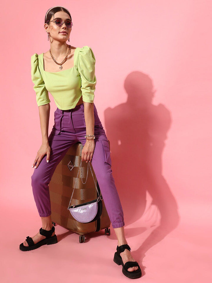 STREET 9 Lime Green Crepe Crop Top