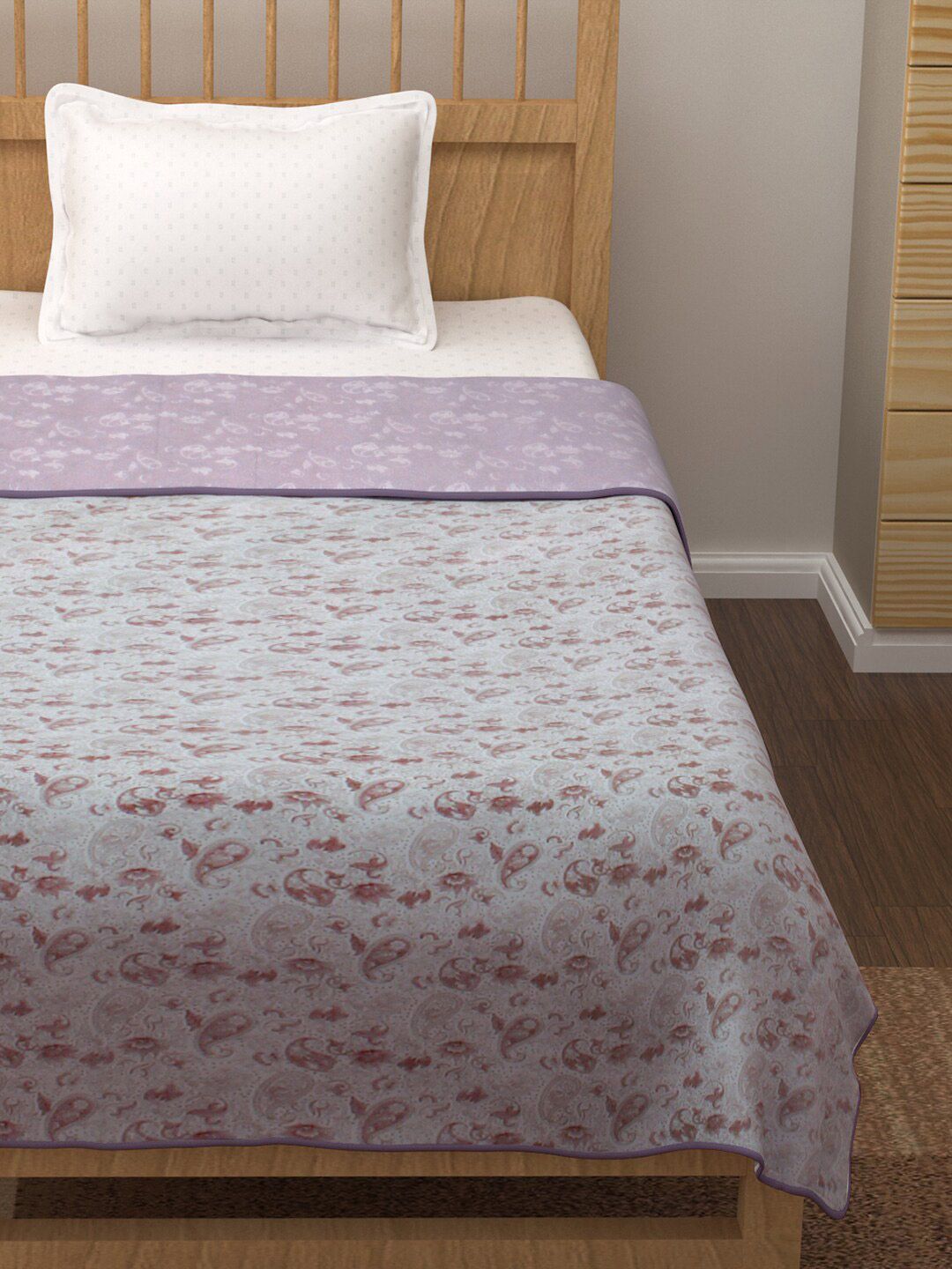 Story@home Purple Printed AC Room 150 GSM Reversible Cotton Single Bed Dohar