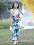 Cutiekins Girls Printed V-Neck Top with Trousers