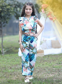 Cutiekins Girls Printed V-Neck Top with Trousers