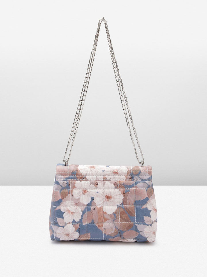 Lino Perros Floral Print Structured Shoulder Bag with Quilted Detail
