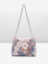 Lino Perros Floral Print Structured Shoulder Bag with Quilted Detail