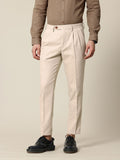 Mr Bowerbird Men Tailored Fit Textured Pleated Trousers