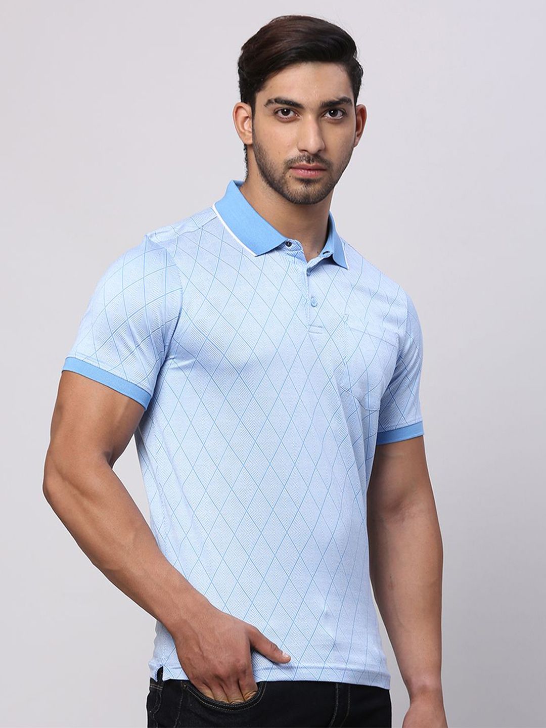 Park Avenue Men Polo Collar Pockets Slim Fit T-shirt