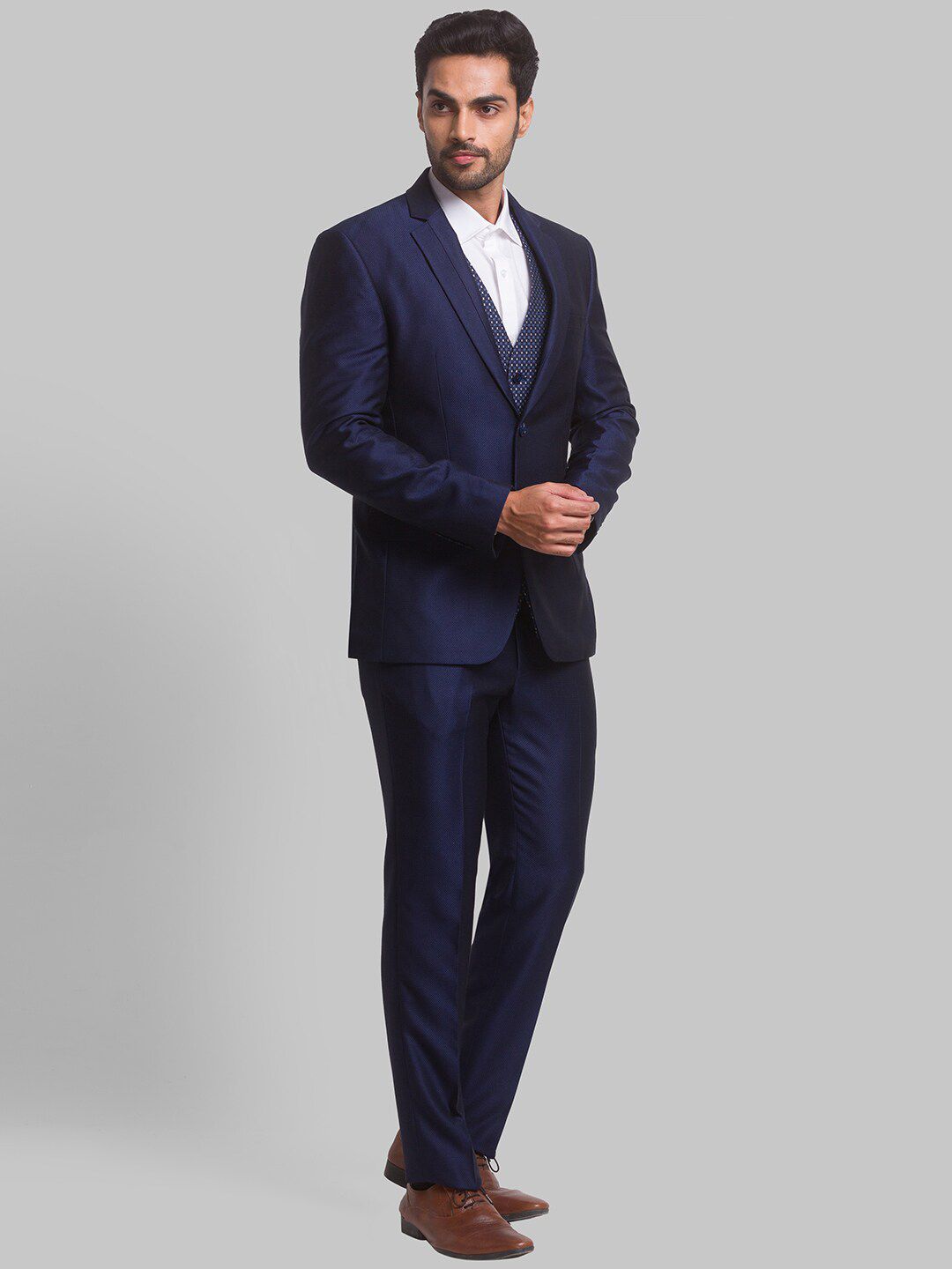 Park Avenue Men Single Breasted Slim Fit 3-Peice Formal Suit
