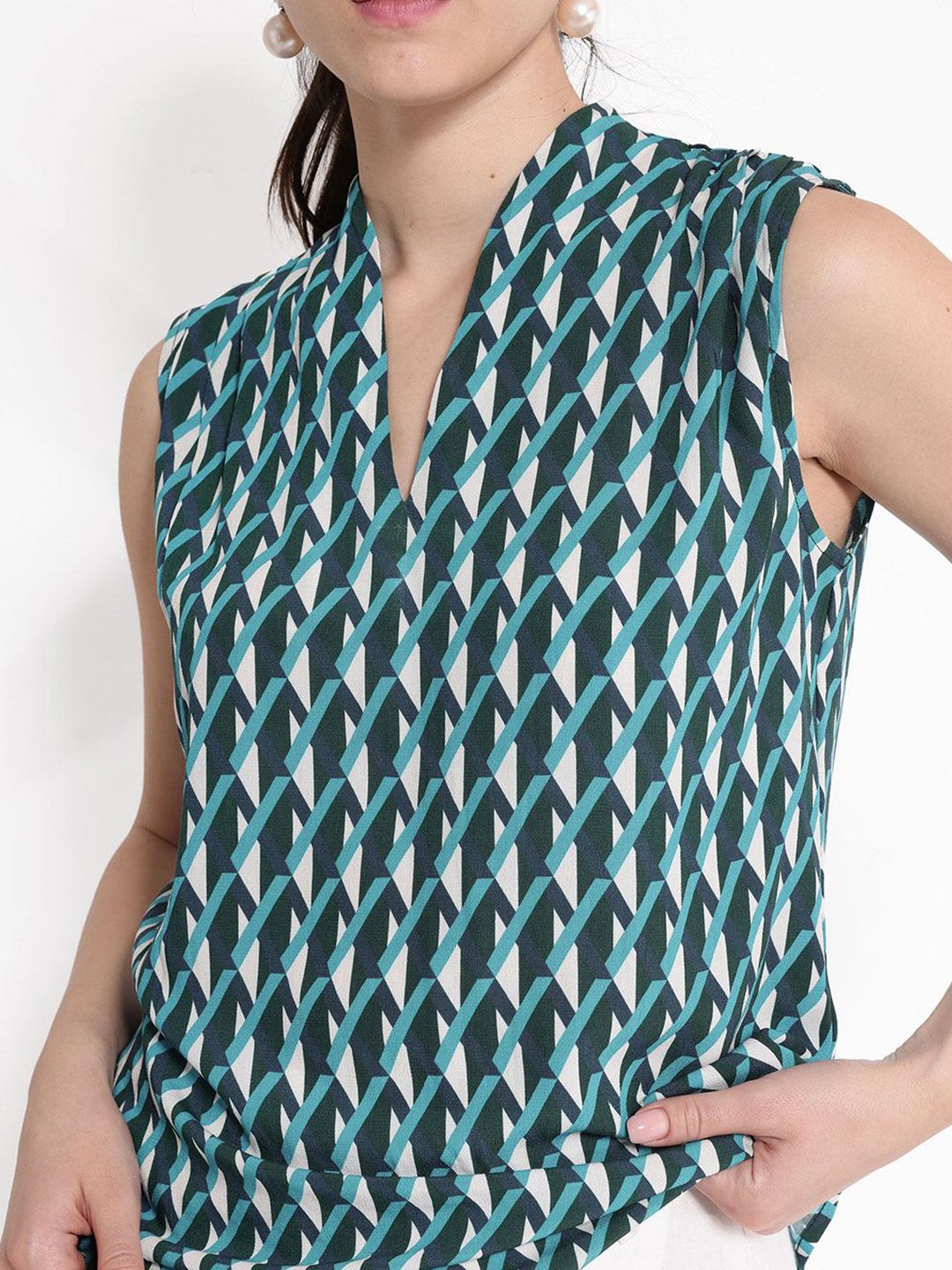 RAREISM Geometric Print Cotton Top