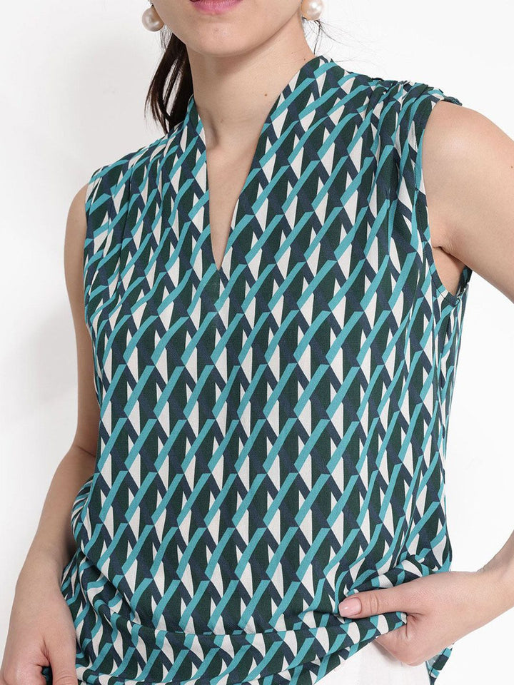 RAREISM Geometric Print Cotton Top