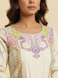 W Women Ethnic Motifs Printed Straight Pure Cotton Kurta