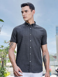 Thomas Scott Men Premium Regular Fit Button-Down Collar Textured Casual Shirt