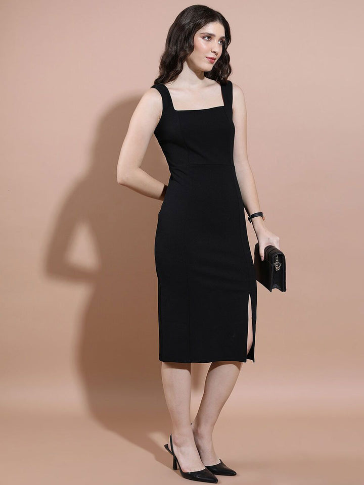 Tokyo Talkies Black Square Neck Bodycon Dress
