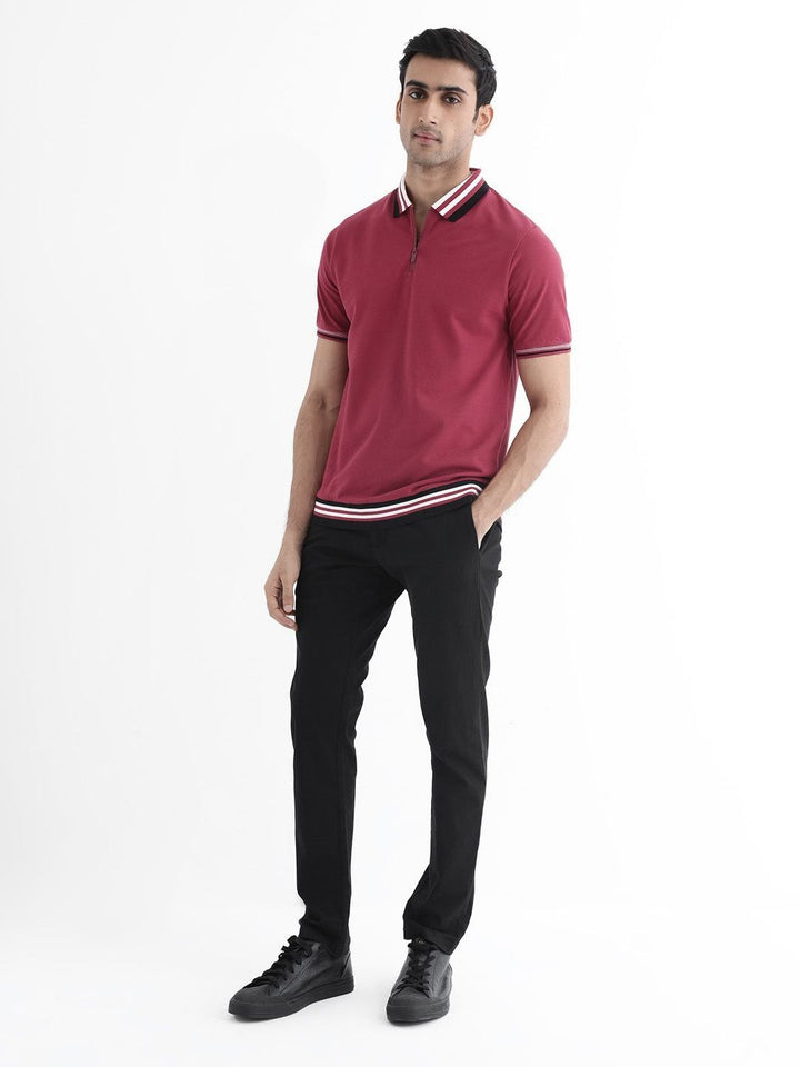 RARE RABBIT Men Polo Collar Regular Fit T-shirt